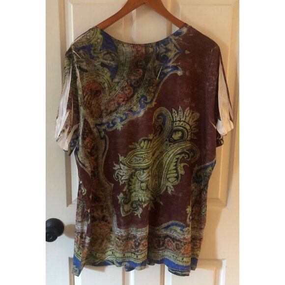 Women's Plus Size Top Printed Designs and Paisleys Gold Studded Detail Size 22/2 - Picture 6 of 9
